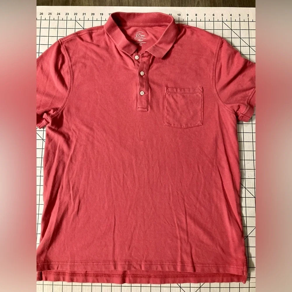 J. Crew Men’s‎ Size Large Reddish-Pink Stretch Pique Cotton Polo Shirt